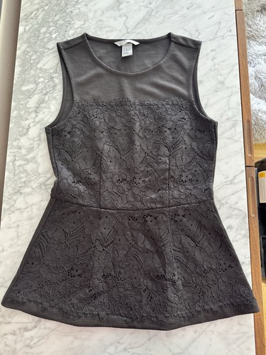 H&M Black Lace Peplum Top | Size XS - photo 2