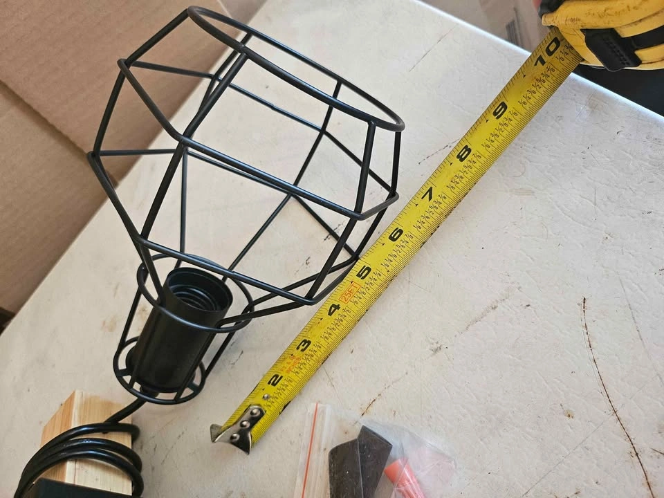 Industrial Cage Wall Sconce with Wood Accent - photo 3