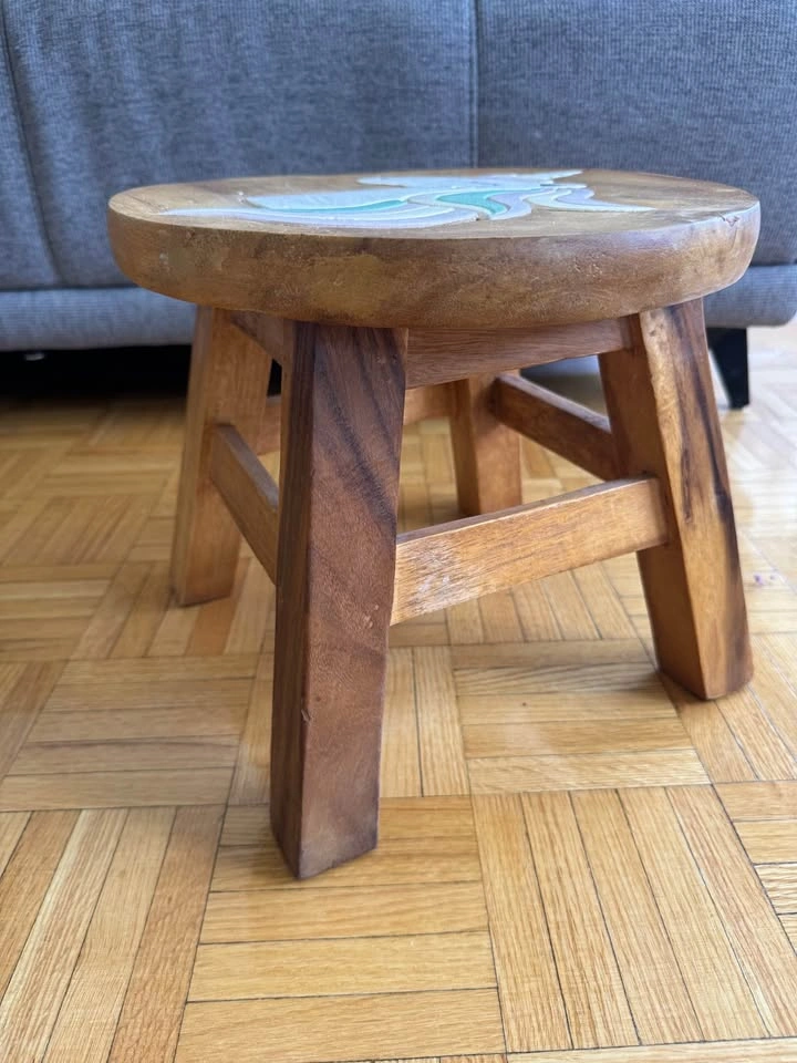 Hand-Carved Wooden Unicorn Stool - photo 2