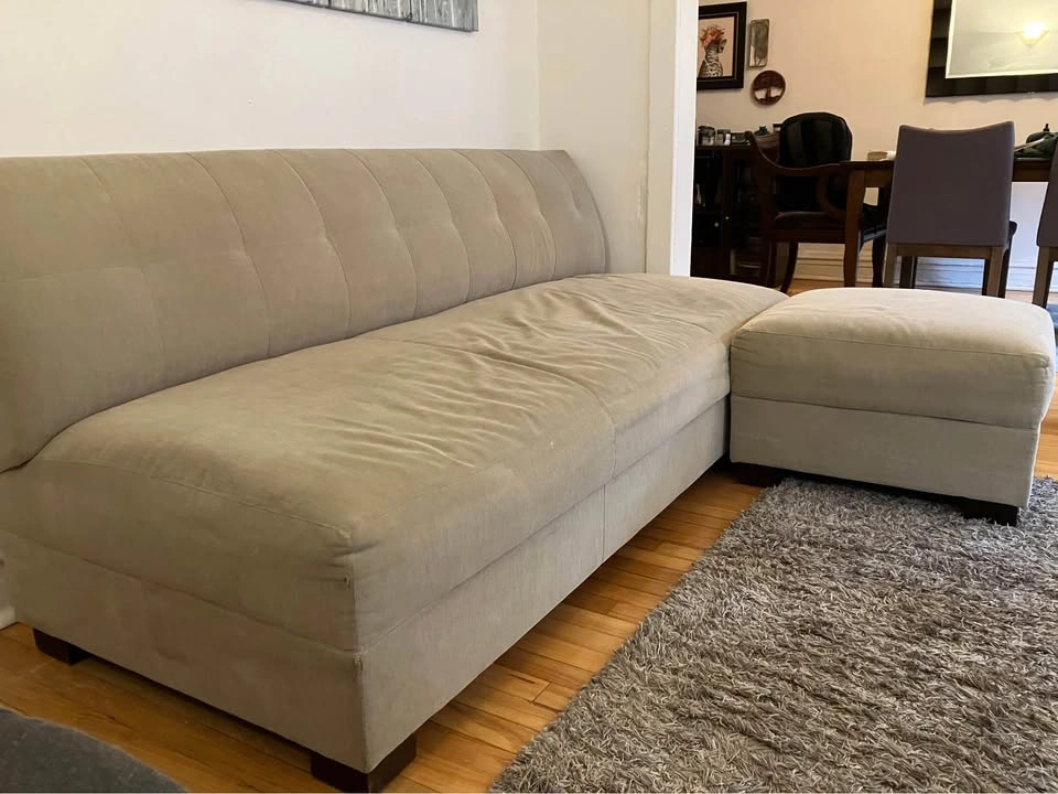 Sage Green Crate & Barrel Couch and Ottoman - photo 3