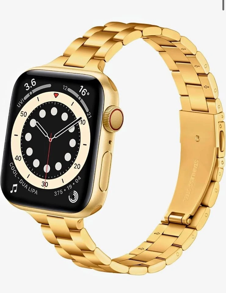 Gold Stainless Steel Link Bracelet for Apple Watch