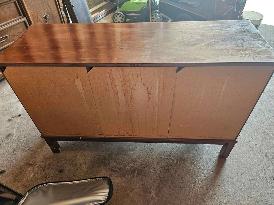 Dark Brown Wood Sideboard with Drawer and Shelves - photo 4