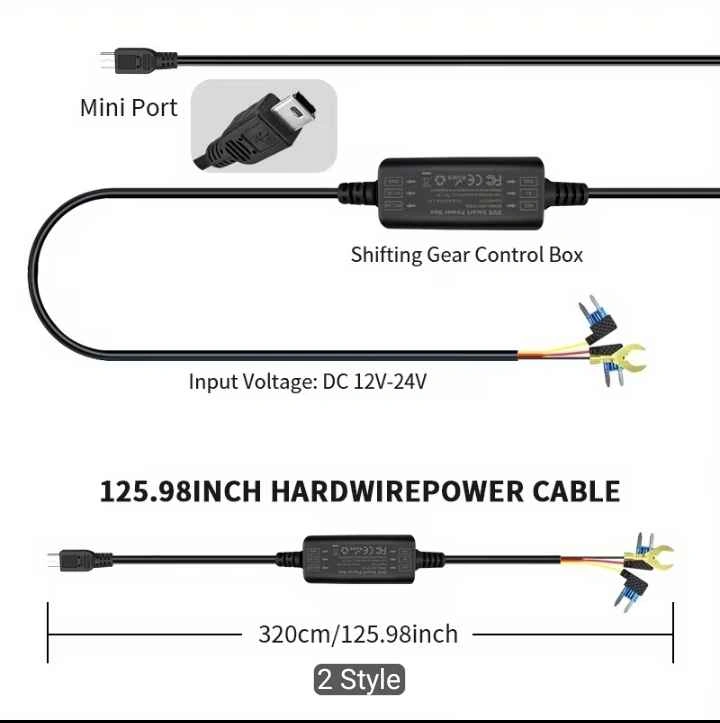 Car Power Adapter, 12V/24V Car Video Recorder Wiring - photo 3