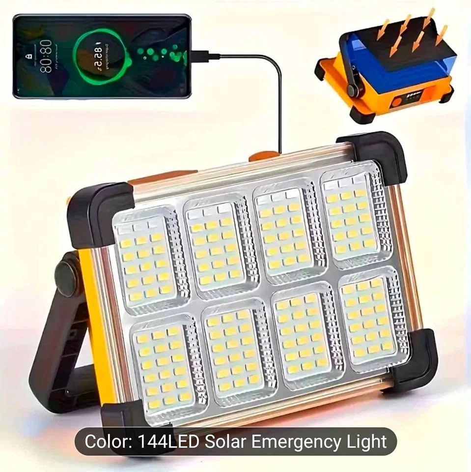 144 LED Solar Emergency Light with USB Charging