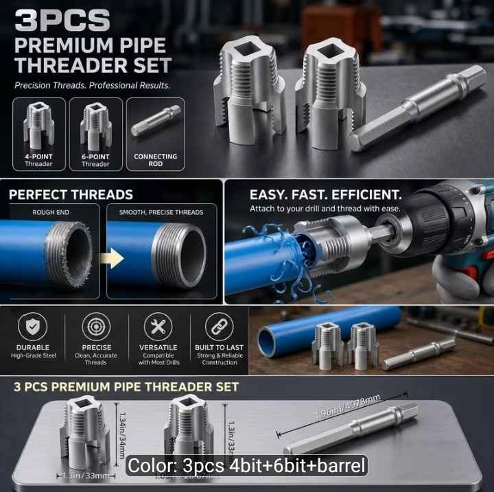 3pcs Pipe Thread Cutting Set - photo 5