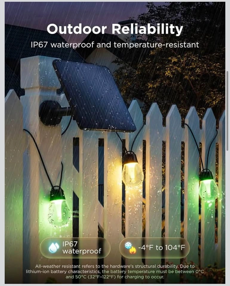 Govee Outdoor Solar String Lights, 33ft with 8 RGBICW Bulbs - photo 4