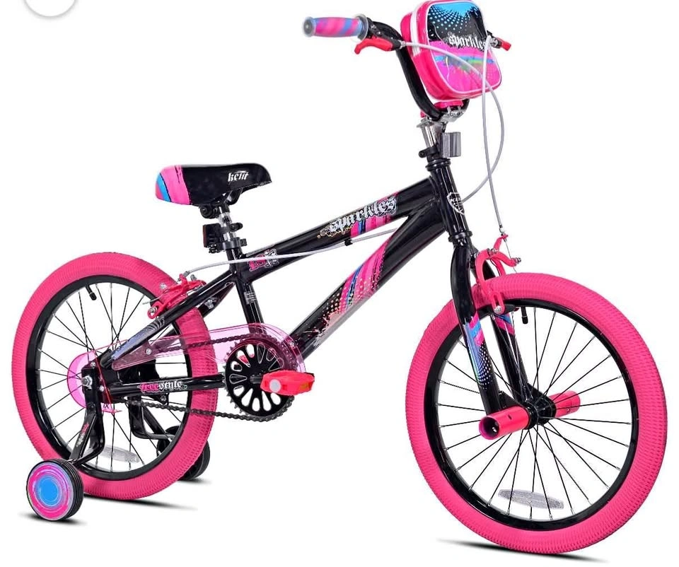 Sparkles Girls 18” Kids Bike, Black & Pink