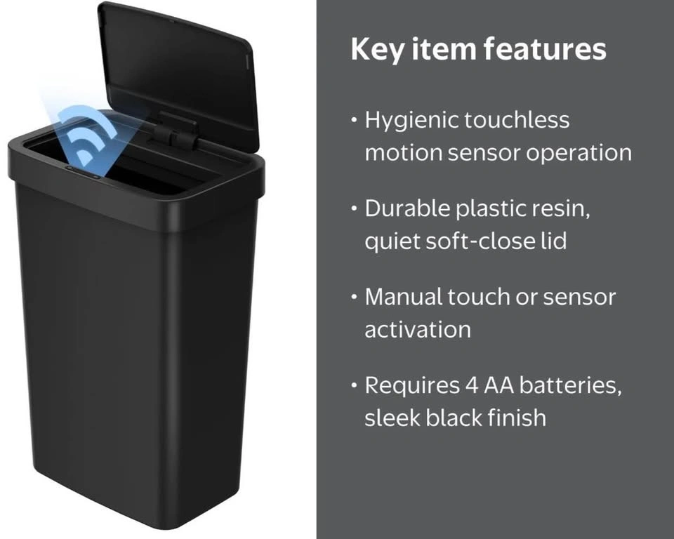 Automatic 13.2 Gallon Plastic Motion Sensor Trash Can - photo 2