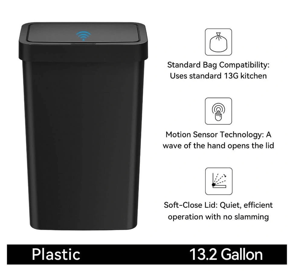 Automatic 13.2 Gallon Plastic Motion Sensor Trash Can - photo 3
