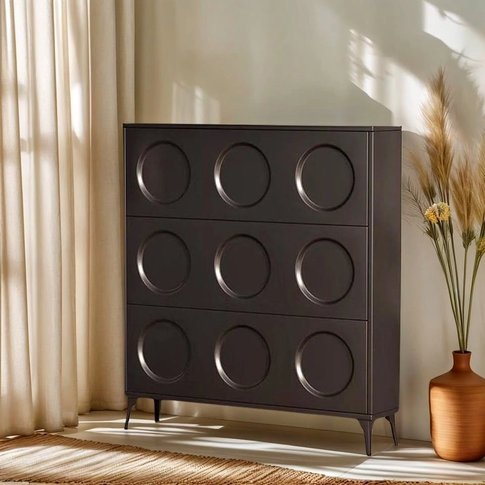 French Cream Triple Flip-Down Shoe Storage Cabinet