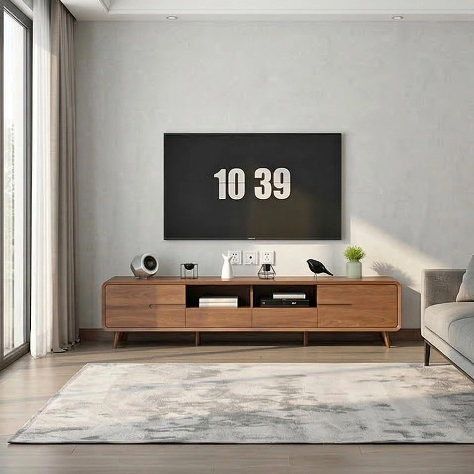 C1210 TV011 Natural Finish TV Stand with Storage
