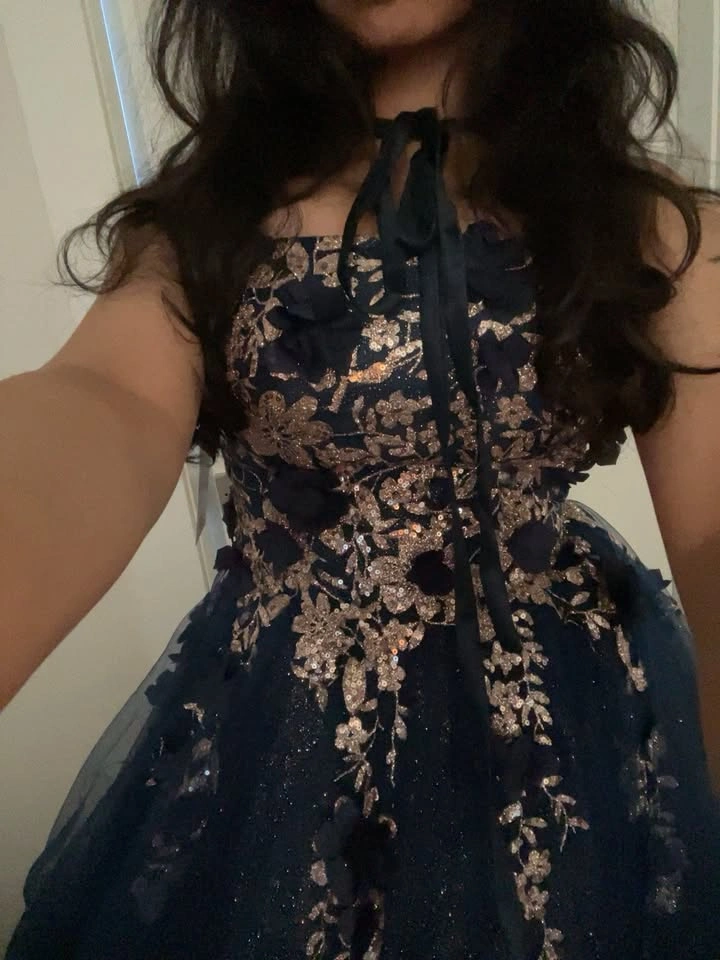 Navy Blue Glitter Ball Gown Evening dress - photo 4