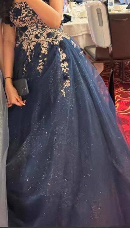 Navy Blue Glitter Ball Gown Evening dress - photo 5