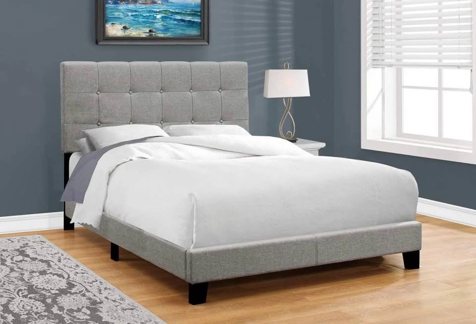 Full Size bed frame, Grey Linen Look - photo 3