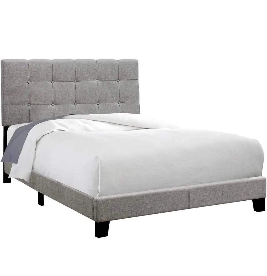 Full Size bed frame, Grey Linen Look - photo 4