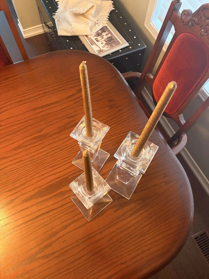 Set of 3 Crystal-Style Candlestick Holders – Elegant Table Décor - photo 3