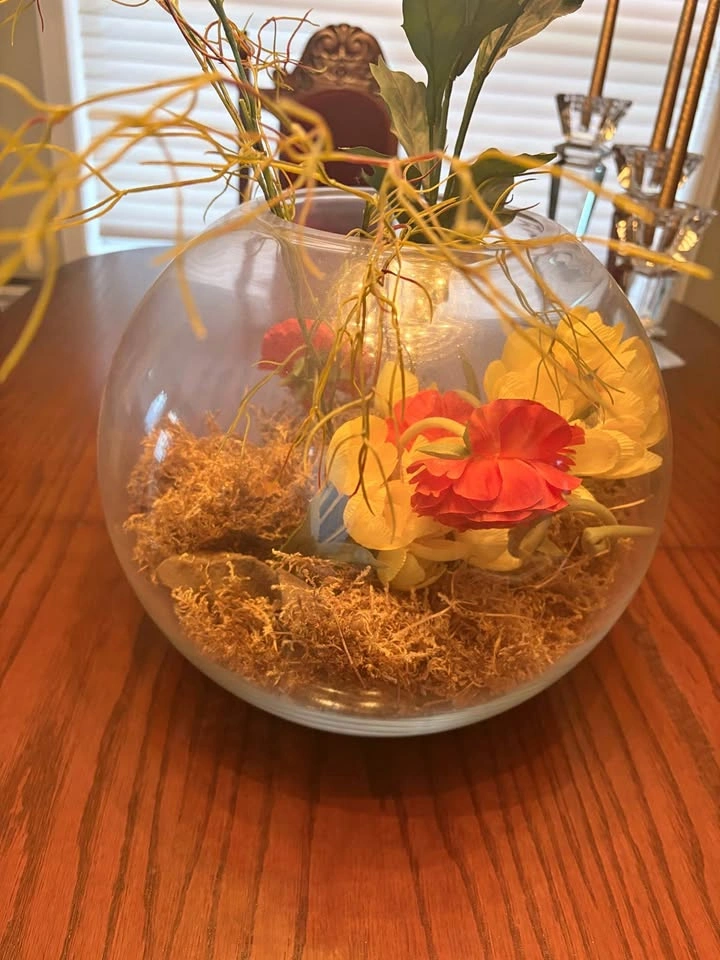 Large Glass Bowl Floral Arrangement – Decorative Centrepiece