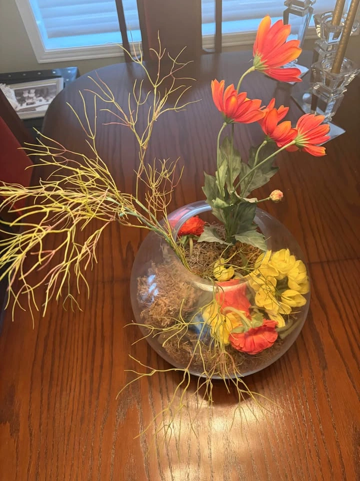 Large Glass Bowl Floral Arrangement – Decorative Centrepiece - photo 3