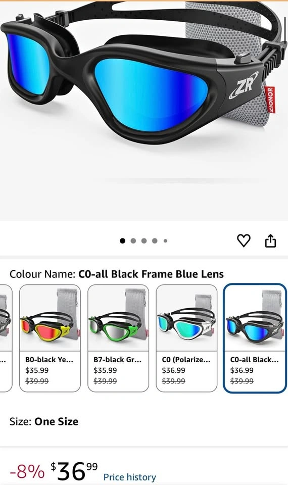 Swimming glasses and caps set - Never used