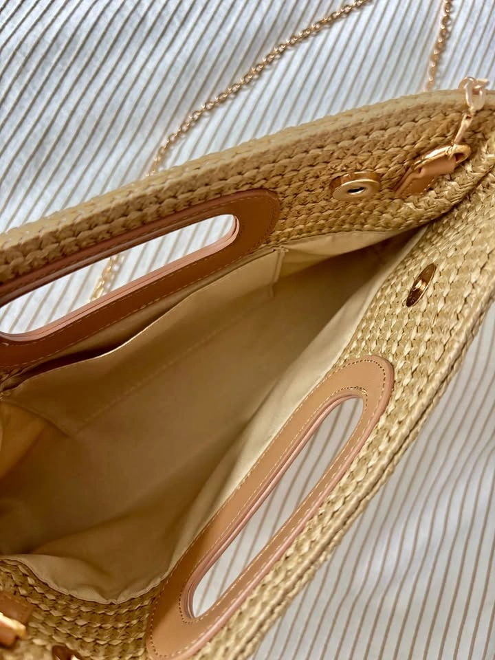Straw Clutch Purse with Removable Crossbody Chain - photo 5