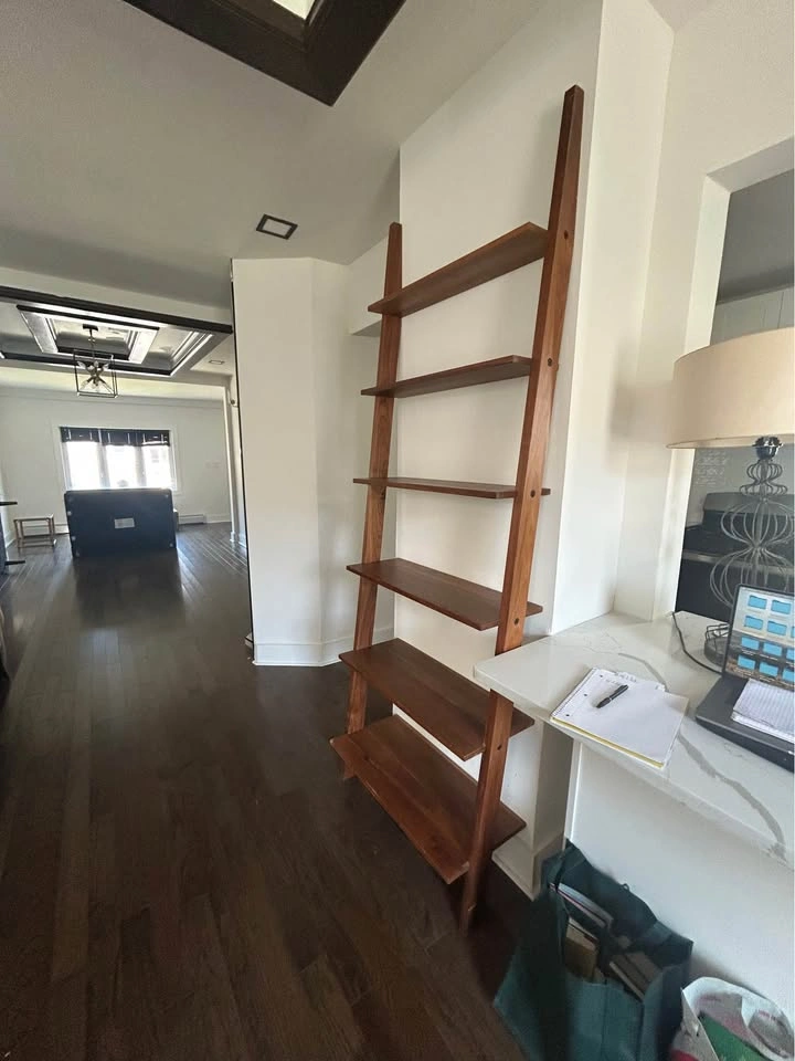 Mid-Century Modern Wood Ladder Shelf and Desk Set - photo 2