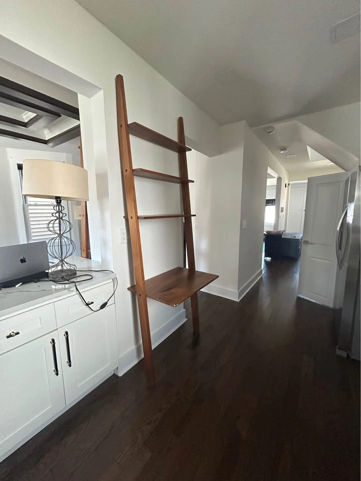 Mid-Century Modern Wood Ladder Shelf and Desk Set - photo 4