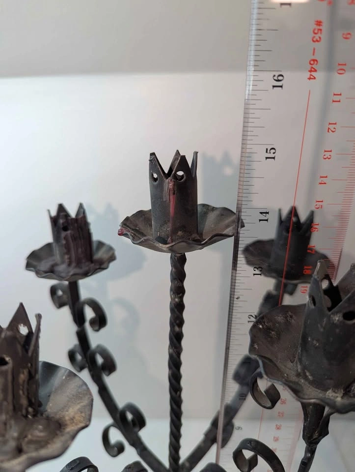 Vintage Wrought Iron 15 inch 5 Candle Spooky Candelabra - photo 3