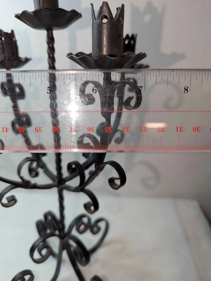 Vintage Wrought Iron 15 inch 5 Candle Spooky Candelabra - photo 4
