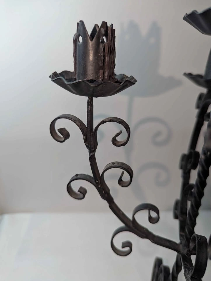 Vintage Wrought Iron 15 inch 5 Candle Spooky Candelabra - photo 5