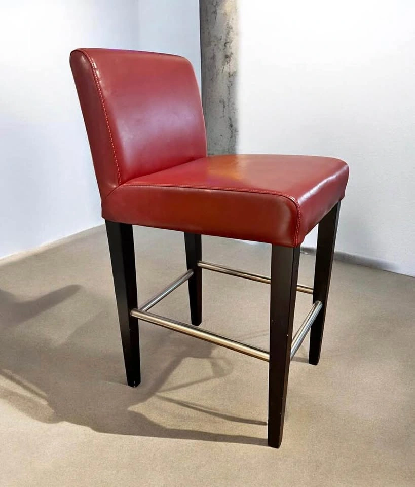 Red Faux Leather Bar Stool