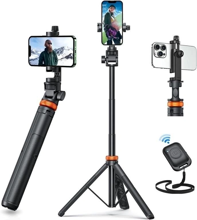 62" Phone Tripod & Selfie Stick with Remote - New