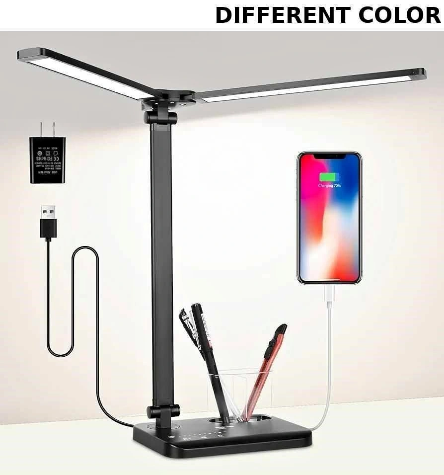 LED Desk Lamp - Dual Heads - 5 Color Modes & 10 Brightness