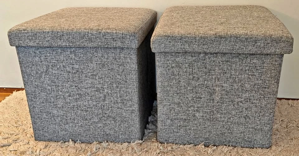 2 x Multi-functional Foldable Storage Cube/Ottoman/Footstool