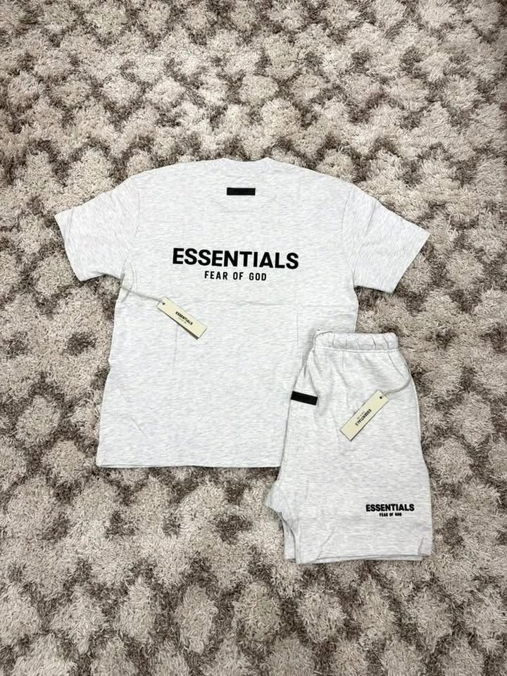 AUTHENTIC Essentials Light Oatmeal Tees/Shorts for Sale