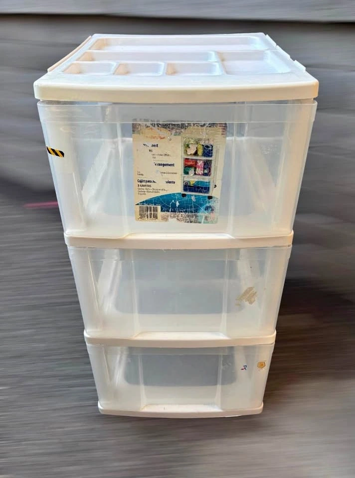 3-Drawer Plastic Storage Cart with Organizer Top Used condition