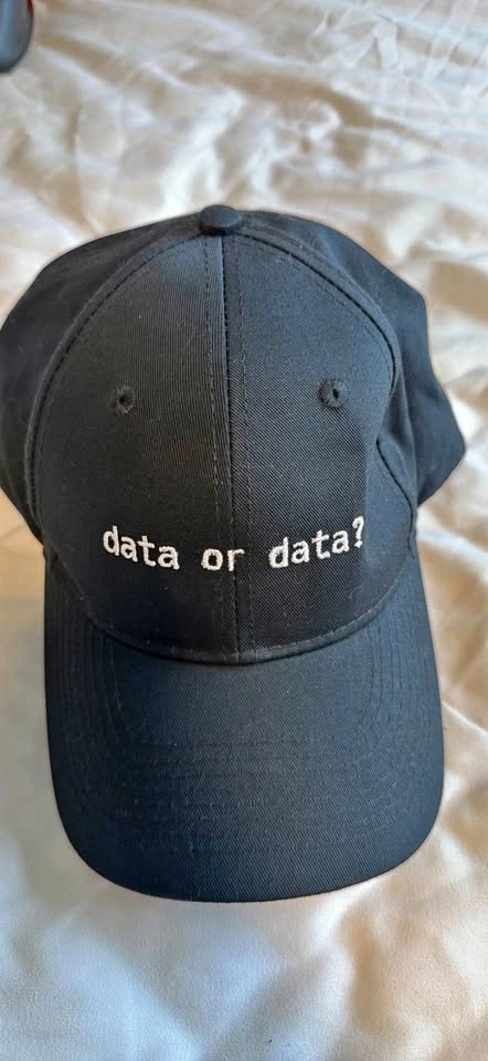 Black 'data or data?' Embroidered Baseball Cap
