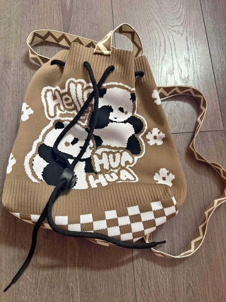 Cute Panda Backpack Brown