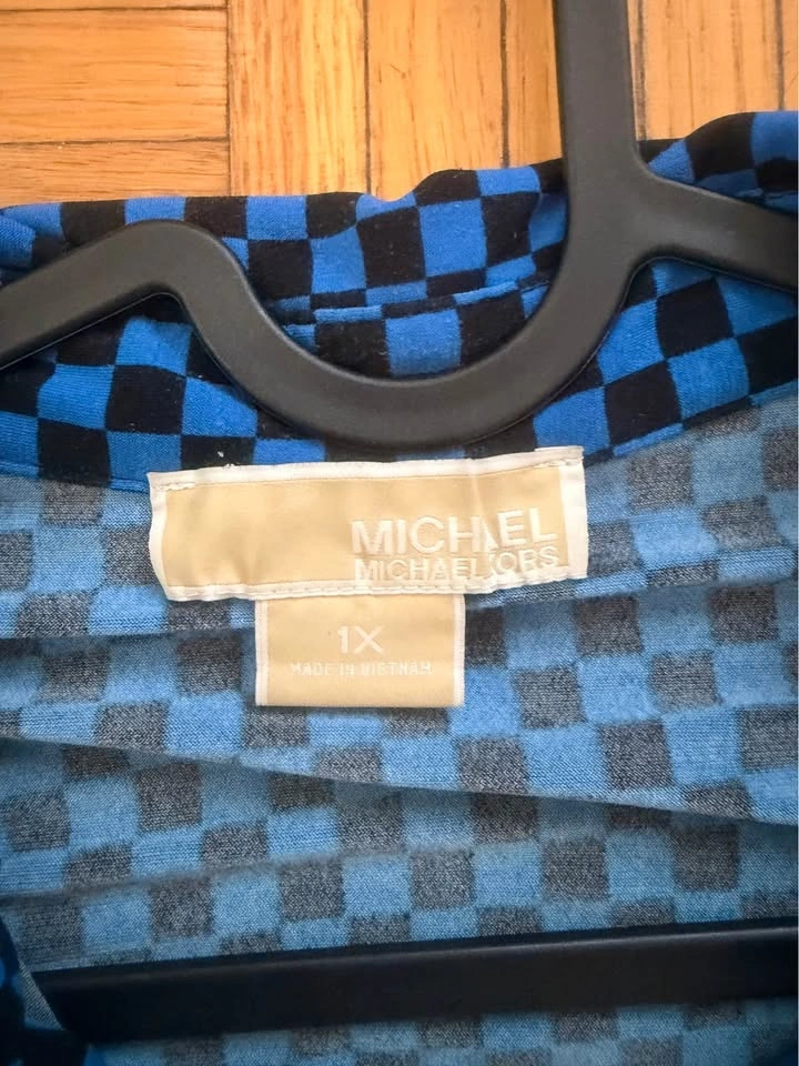 Michael Kors Blue Checkered Long Sleeve Shirt size XL - photo 4
