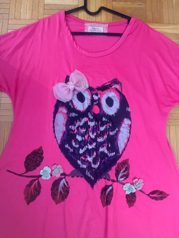 Pink Owl Graphic T-Shirt - Size L/XL - photo 3