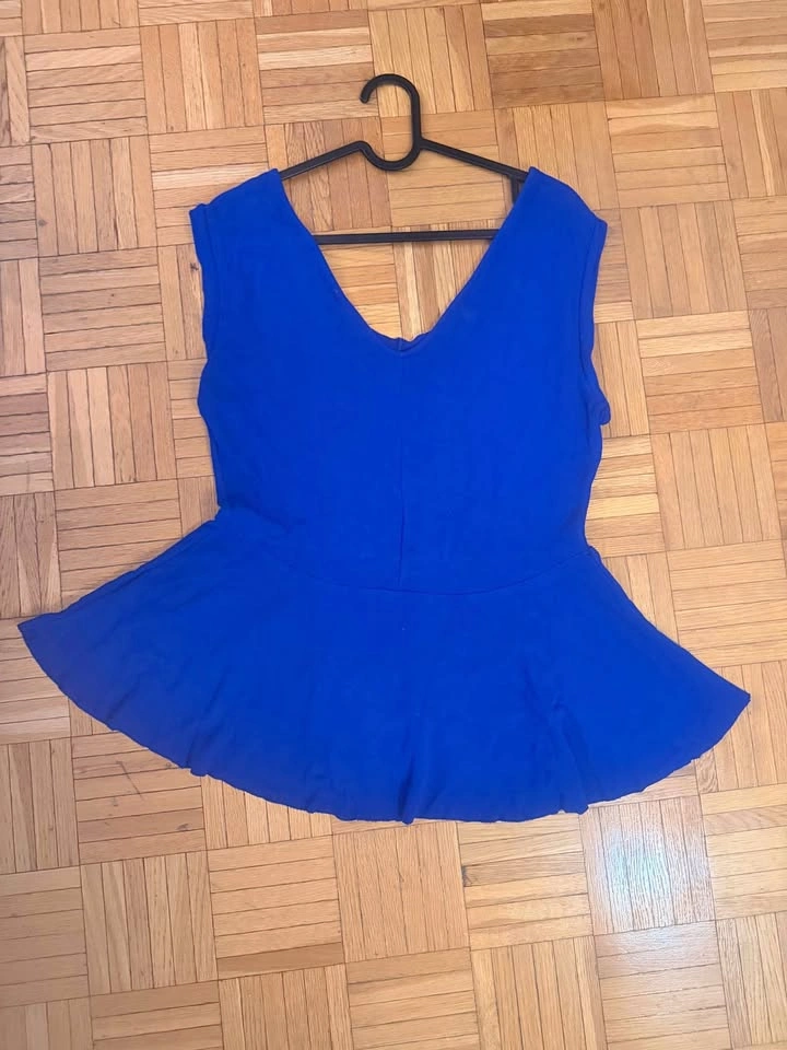 Zara Collection Blue Peplum Top size Large