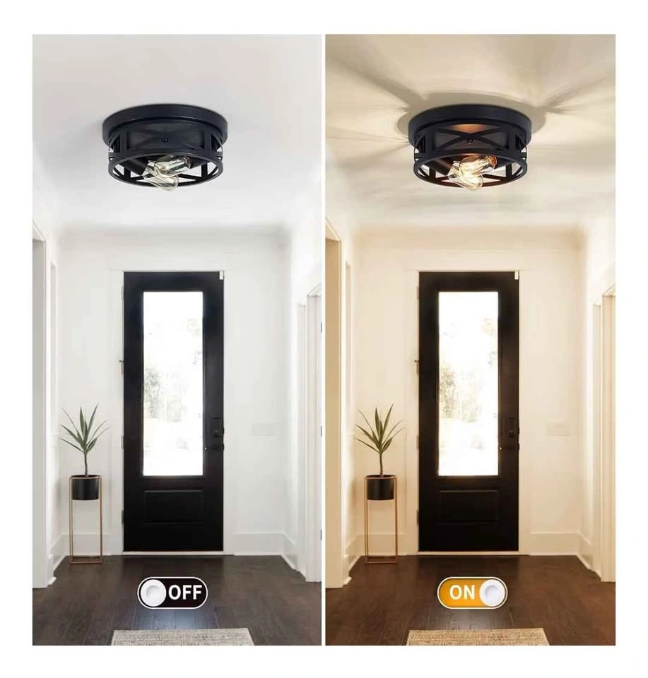 Set of 2 Black Farmhouse Cage Ceiling Lights - photo 3