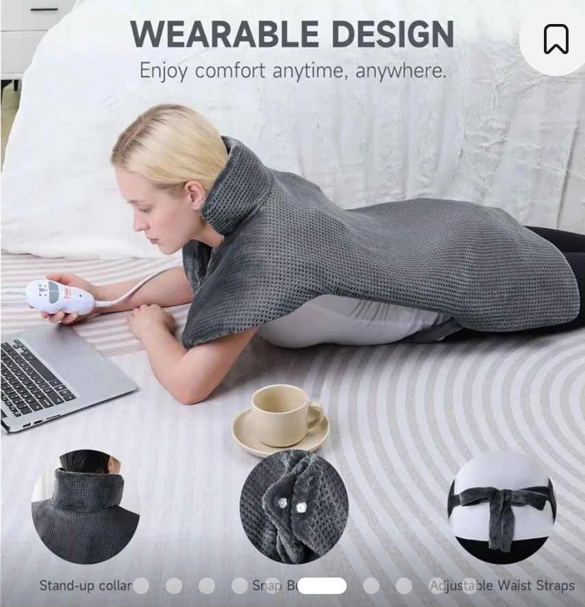 Wearable Massaging Heating Pad for Neck and Shoulders, Grey - photo 2
