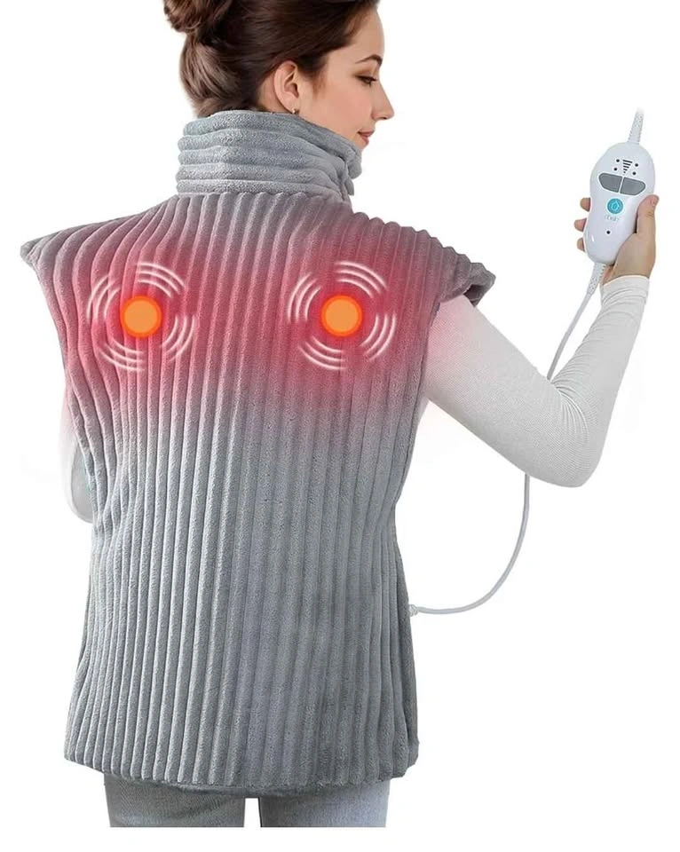 Wearable Massaging Heating Pad for Neck and Shoulders, Grey - photo 3