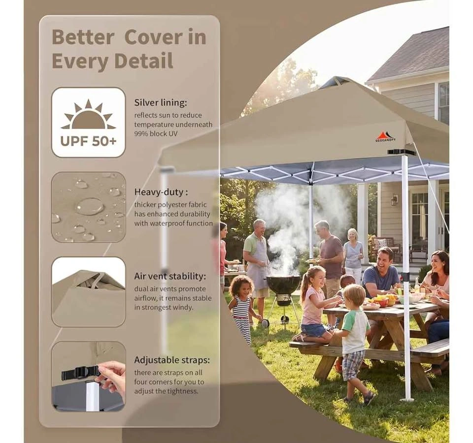 Replacement 10' x 10' Canopy Top with Air Vents, Khaki - photo 4