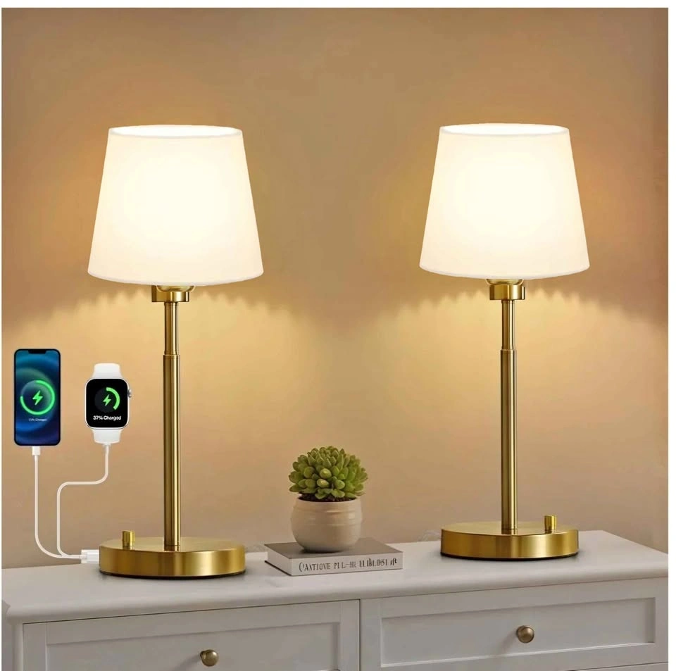 Gold Table Lamps with USB Charging Ports