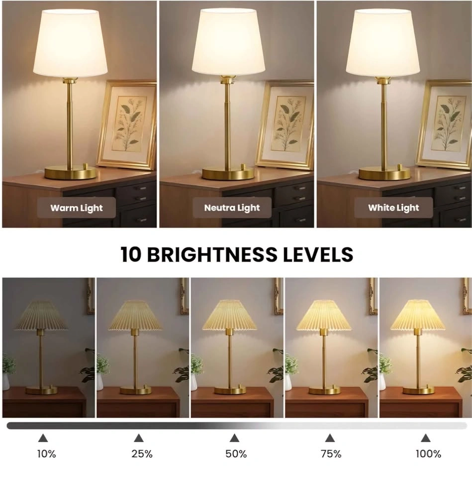 Gold Table Lamps with USB Charging Ports - photo 3