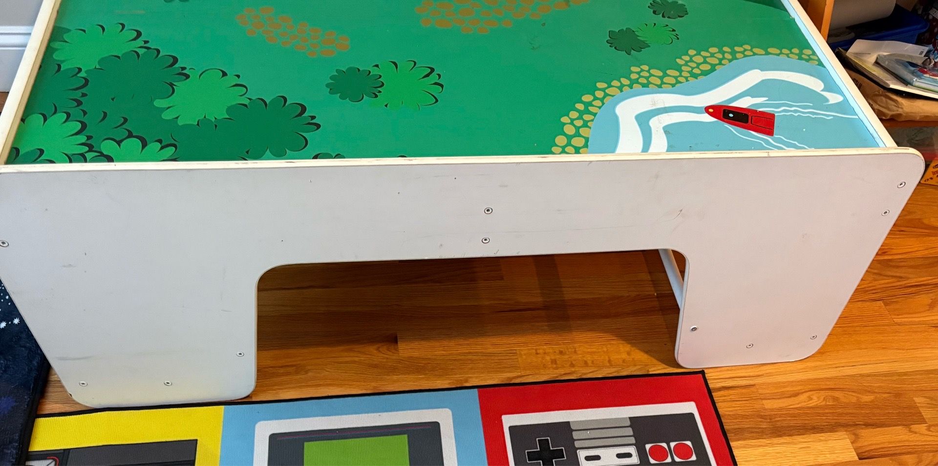 Large White Wood Multi-Activity Play Table / Train Table
