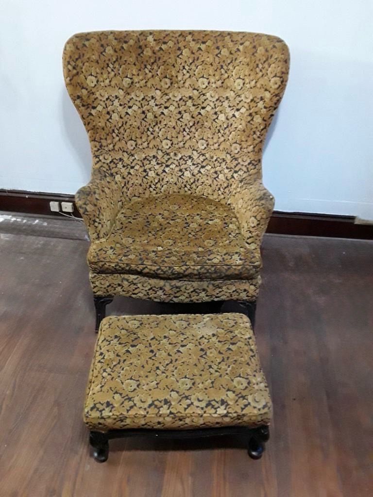Antique Tall Throne Wingback Chair & Footstool - Claw Feet - photo 3