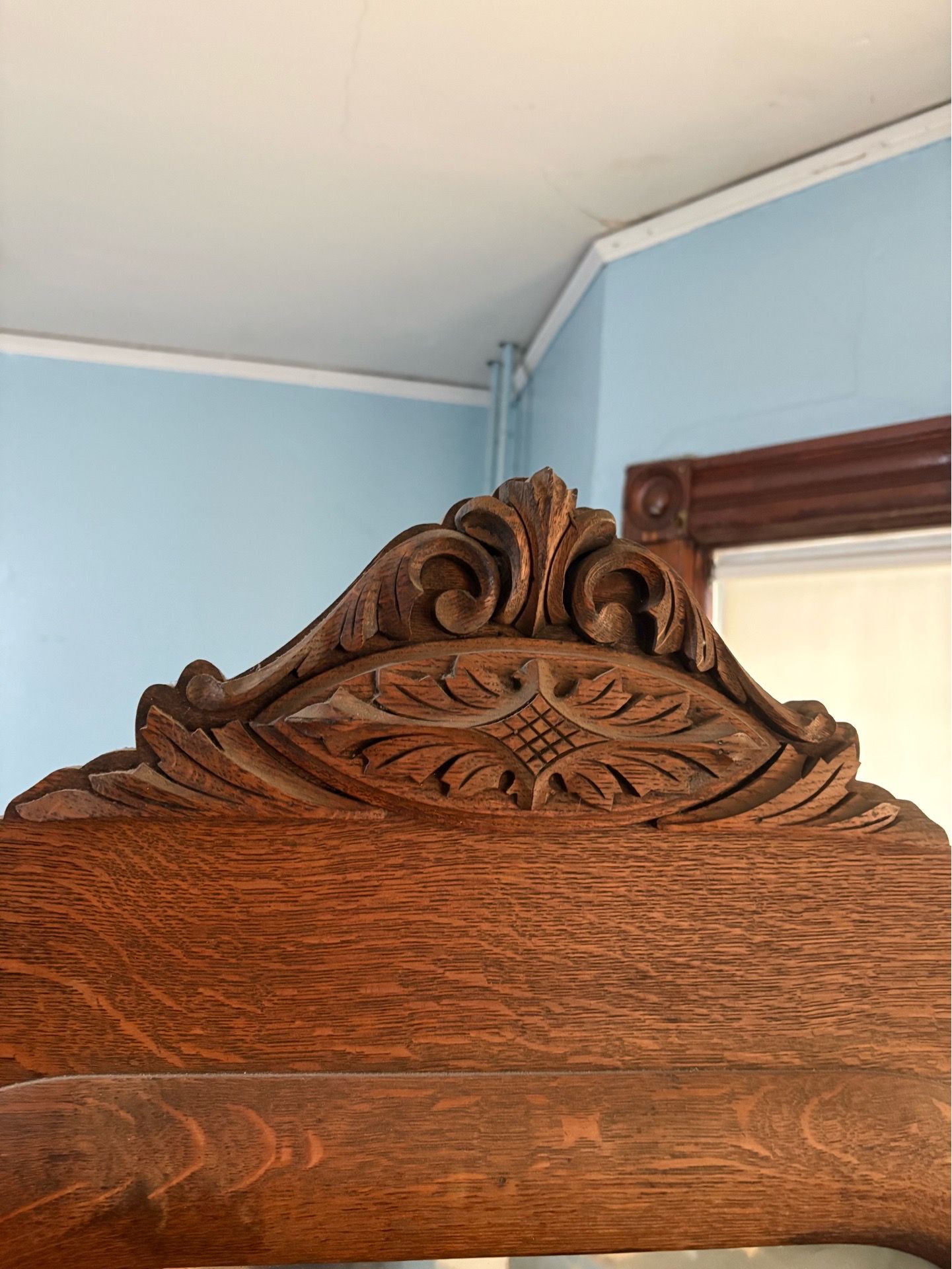 Antique Victorian Oak Hall Tree Bench with Original Hardware - photo 5