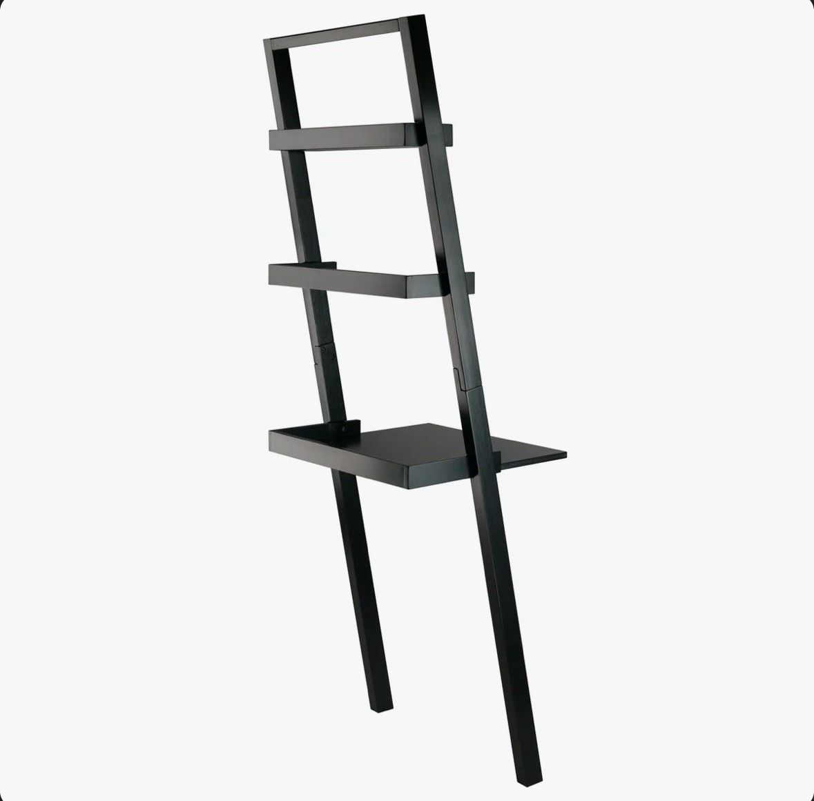 Set of 2 Modern Black Wood Leaning Ladder Shelves - photo 5